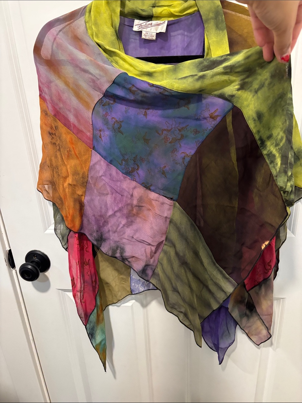 Sterling Styles Sheer Patchwork Kimono Cardigan Boho Festival Cover Up - Picture 7 of 8